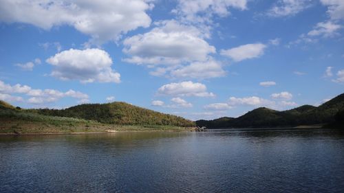 Scenic view of lake against sky