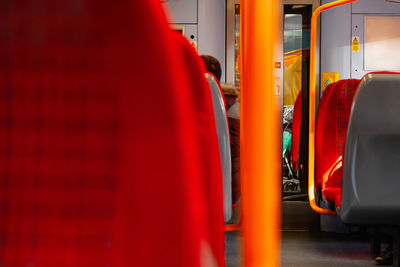 Red seats in bus