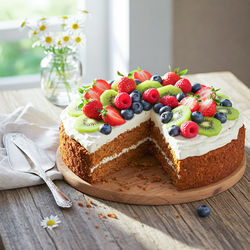 Close-up of dessert on table