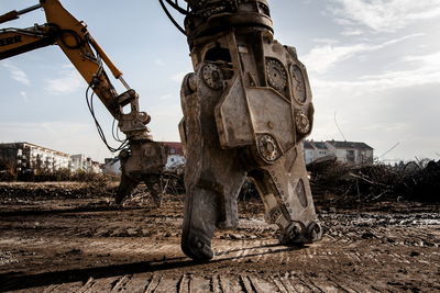 Grabber of crane at construction site