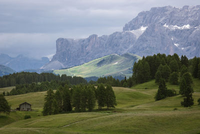 Scenic view of landscape and mountains against sky