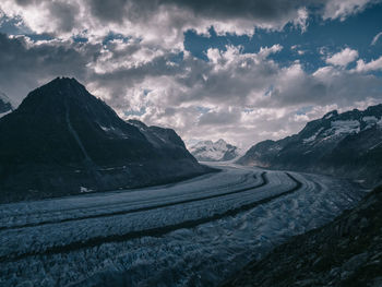 Panoramic view of road amidst mountains against sky