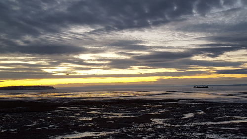 Scenic view of sea against cloudy sky
