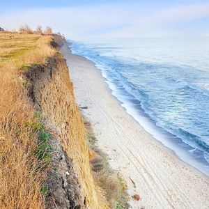 Scenic view of beach against sky