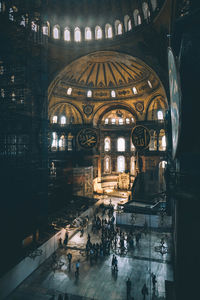 High angle view of people in mosque