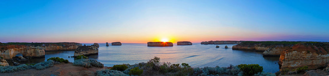 Scenic view of sea at sunset