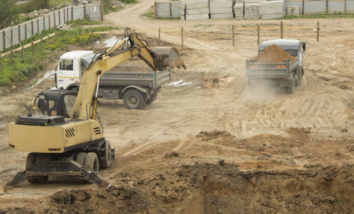 View of construction site on field