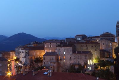 View of town at night