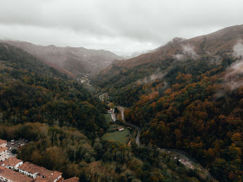 Aerial view of road amidst valley