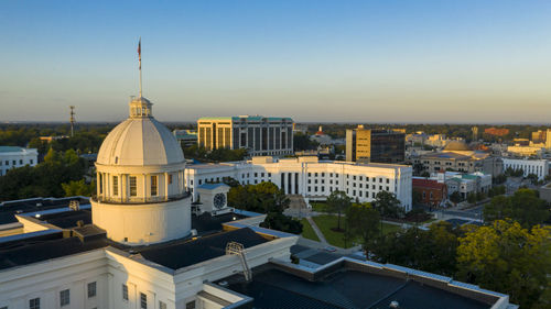 High angle view of buildings in city