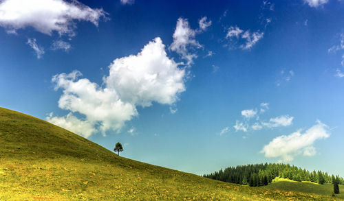 Scenic view of landscape against cloudy sky