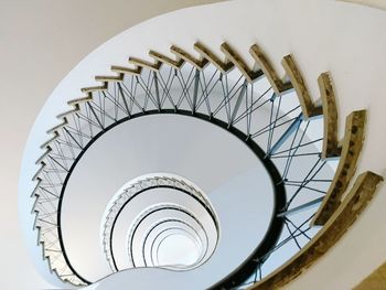 Directly below shot of spiral staircase in building