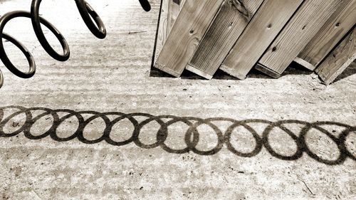 High angle view of metal