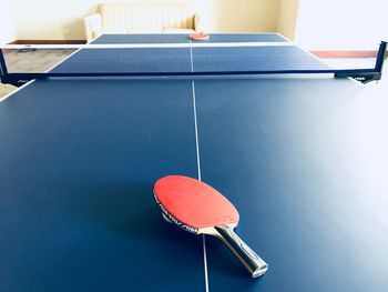 High angle view of table tennis