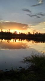 Scenic view of lake during sunset