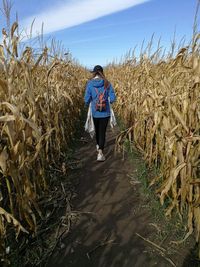 Full length of woman walking in farm