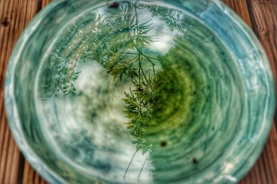 Directly above shot of glass on table