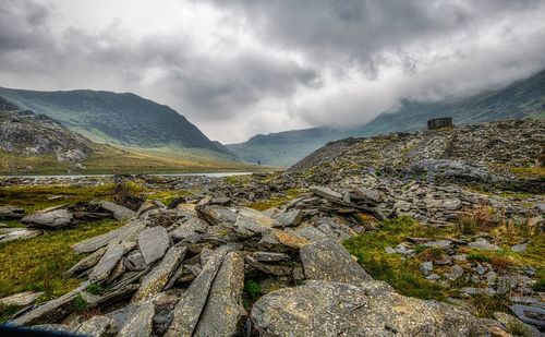 Scenic view of landscape against cloudy sky