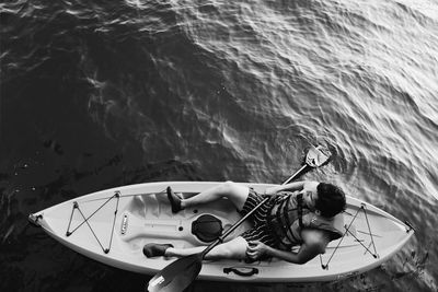 High angle view of woman in swimming pool