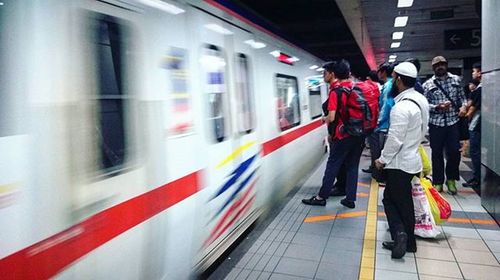 Train at railroad station platform