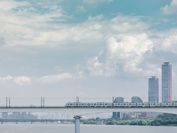 Bridge over river against sky