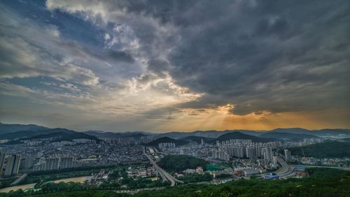 Sunset and cloudy sky on the anyang city