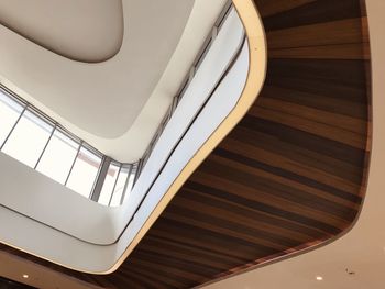 Low angle view of spiral staircase in building