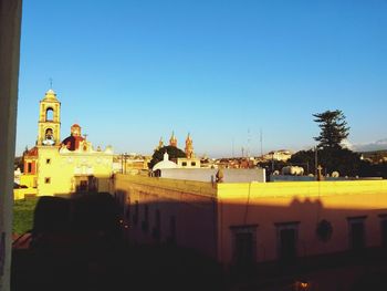 View of church against clear blue sky