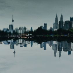 Reflection of buildings in city