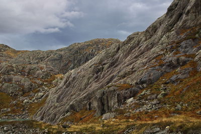 Scenic view of rocky mountains against sky