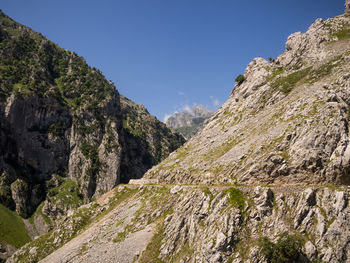 Scenic view of mountains against clear sky