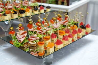 High angle view of vegetables on table