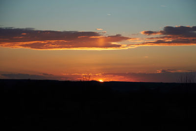 Scenic view of silhouette landscape against sky during sunset