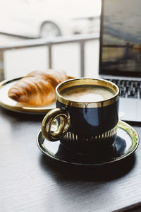 Close-up of coffee on table