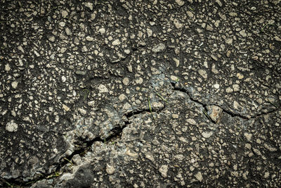 High angle view of cracked road