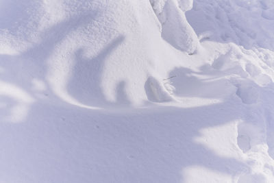 High angle view of snow covered field