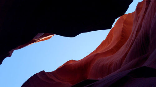 Low angle view of rock formation against sky