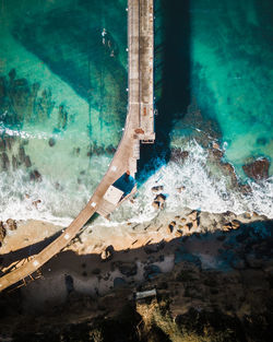 Aerial view of bridge over sea