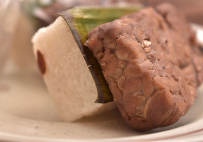 Close-up of bread in plate on table