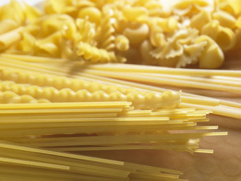 Close-up of various pastas