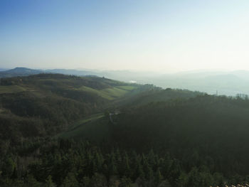 High angle view of landscape against clear sky