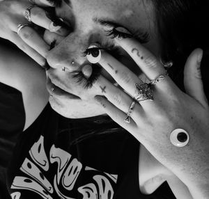 Close-up of man smoking cigarette