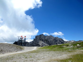 Scenic view of landscape against blue sky