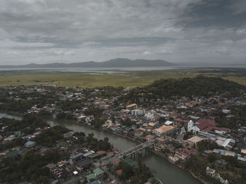 High angle view of townscape against sky