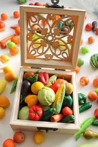 High angle view of food on table