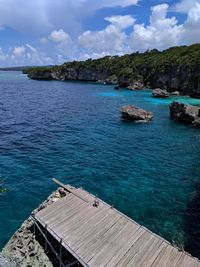 High angle view of sea against sky