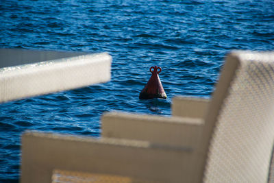 High angle view of boat in sea