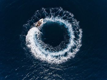 High angle view of boat on sea