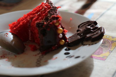 Close-up of cake in plate