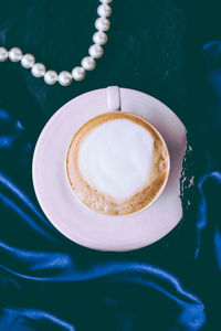 High angle view of coffee on table